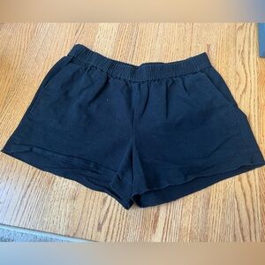 J. Crew Women's Black Elastic Waist Shorts Size M Casual Raw Hem